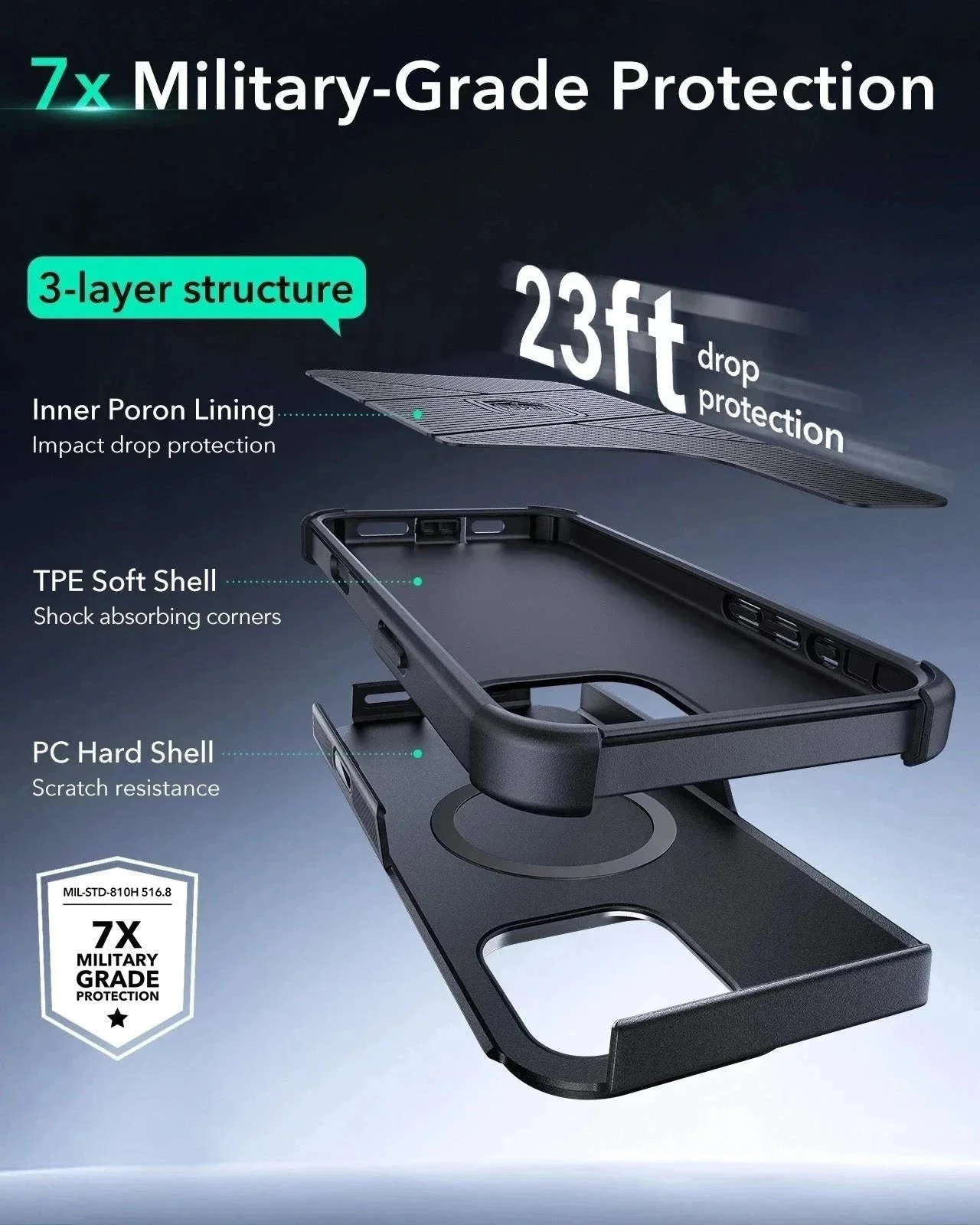 iPhone 16 Pro Max Cyber Tough Magnetic Case Protection Bundle (Camera Control, Stash Stand) - Black - Image 6