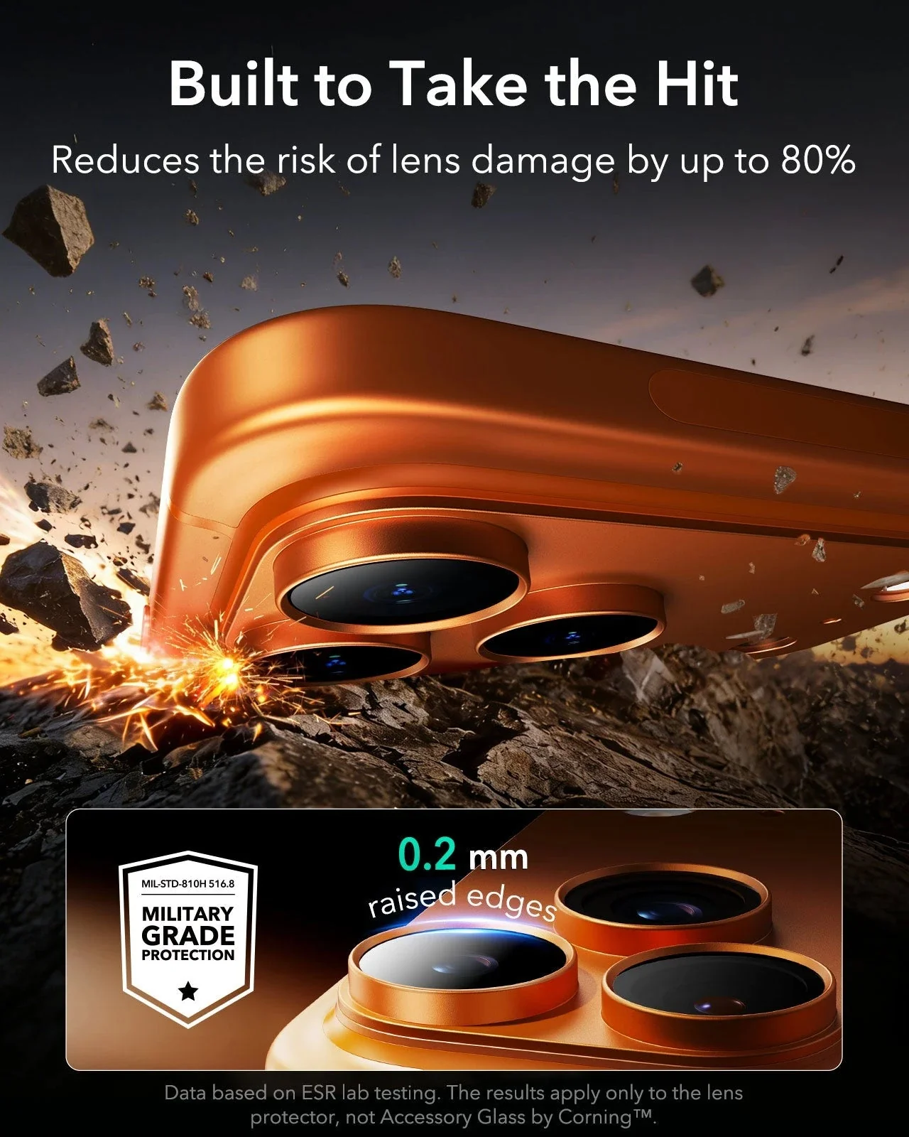 iPhone 17 Pro Max Bundle ArmoriteĀ® Pro Privacy Screen Protector and Camera Lens Protector (Full Coverage) - Orange - Image 9