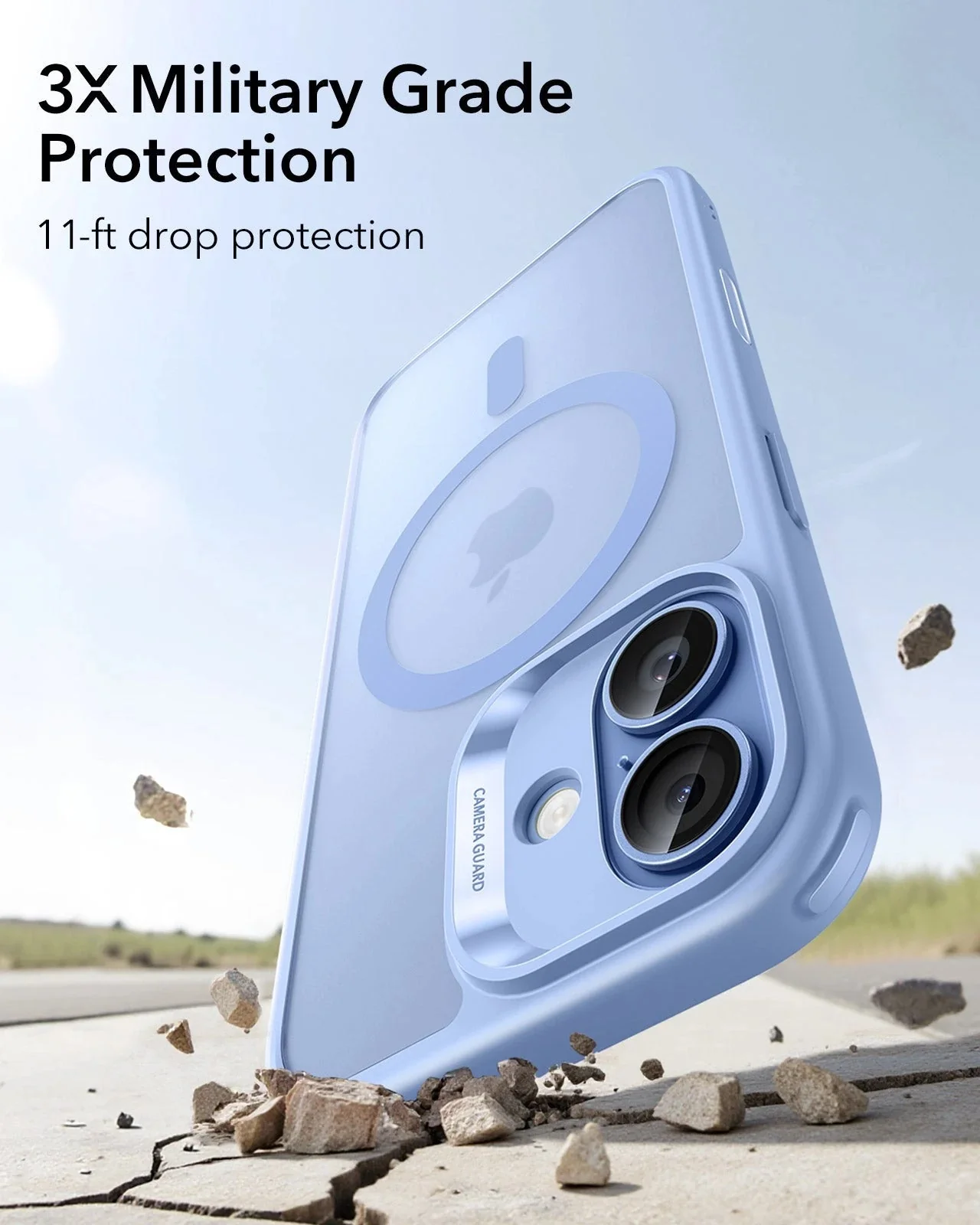 iPhone 17 Bundle Classic Hybrid Magnetic Case (Camera Control) and Armorite Privacy Screen Protector - Frosted Light Blue - Image 4