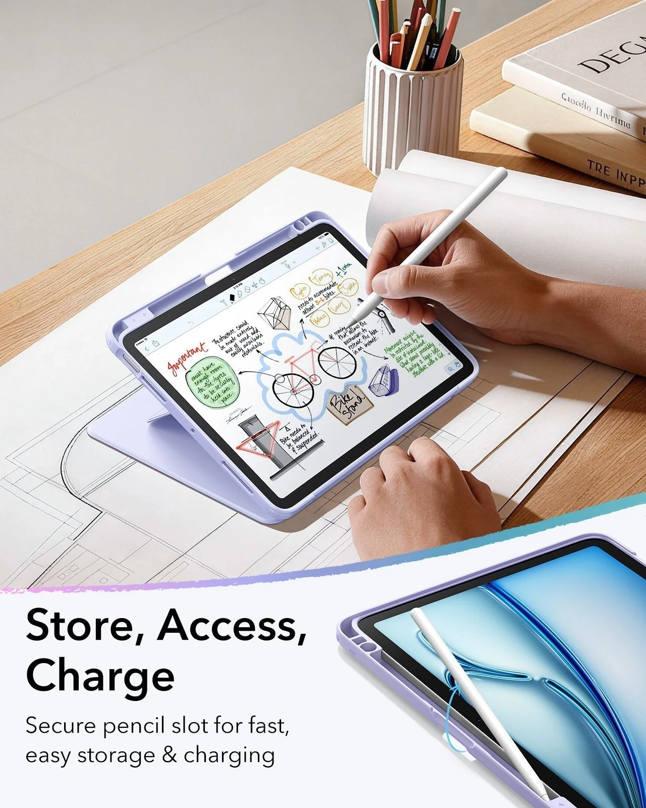iPad Air 11" (M3) 2025 Bundle Flip Magnetic Case with Pencil Holder & Armorite® Protection - Light Purple - Image 7