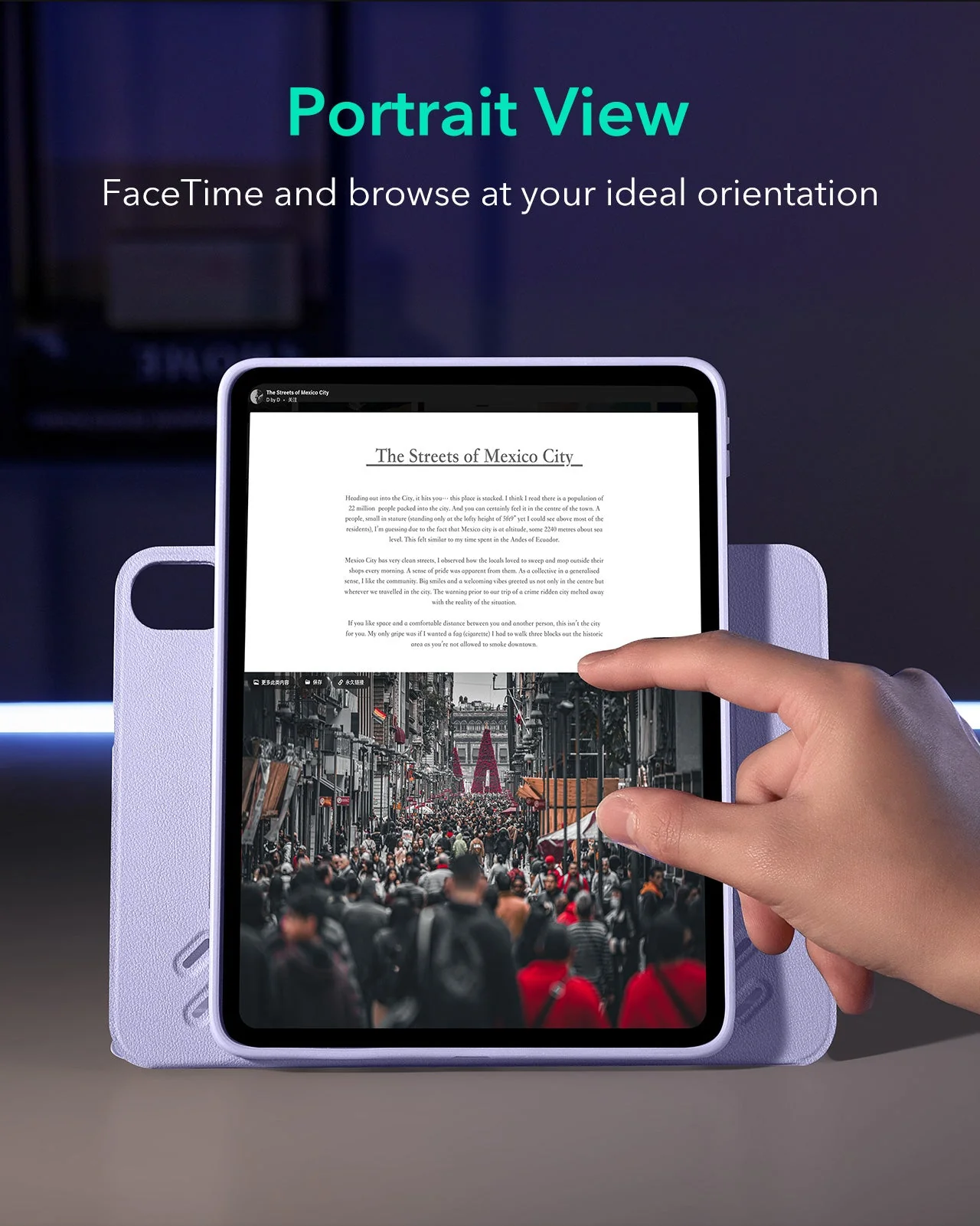 iPad Air 11" (M3) 2025 Bundle Shift Magnetic Case & ArmoriteĀ® Paper-Feel Protection - Light Purple - Image 6