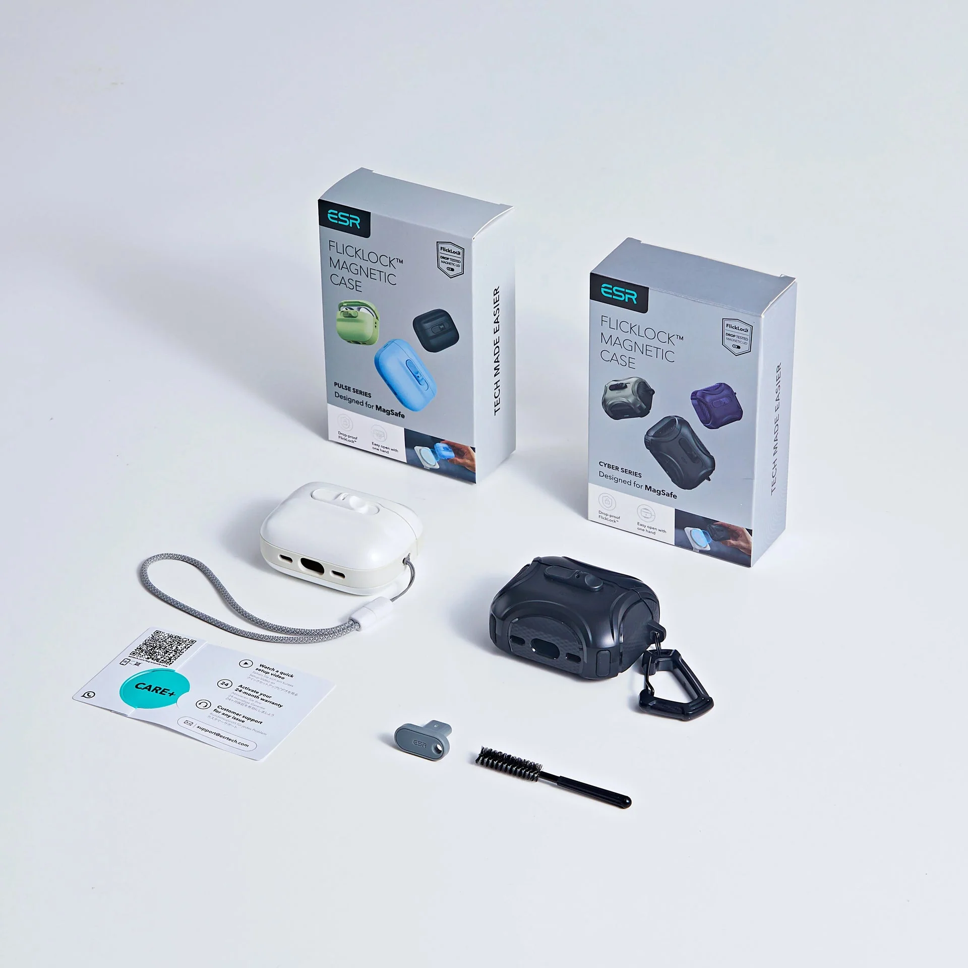 AirPods Pro 3 Dual Style Security Lock Bundle - Black & White - Image 2