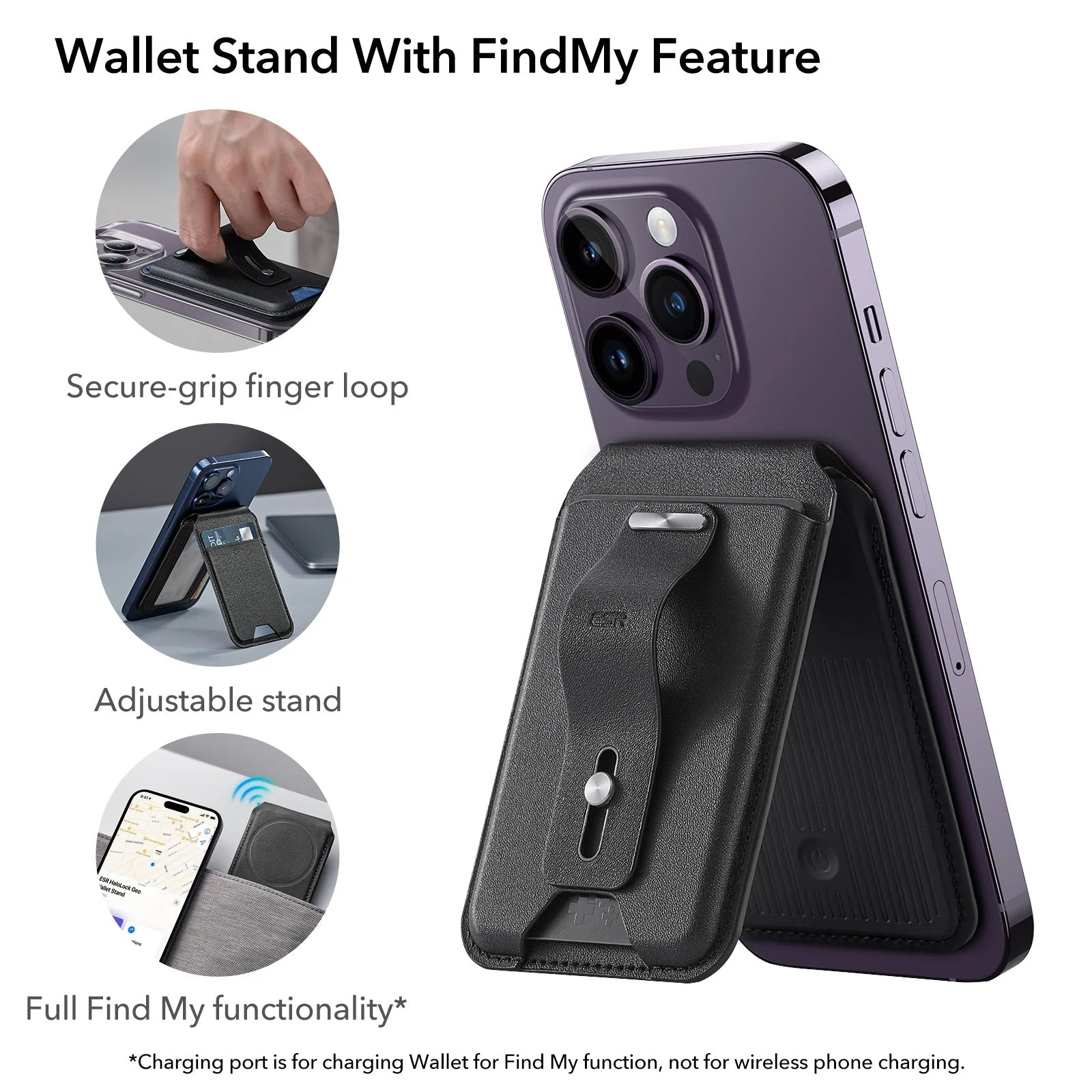 15W Dashboard Wireless Car Charger and Geo Wallet Stand Bundle-Black - Image 16