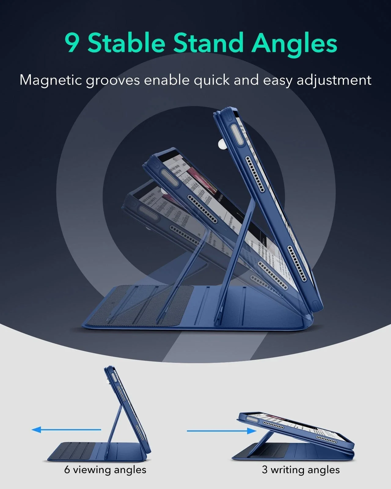 iPad Air 13" (M3) 2025 Bundle Shift Magnetic Case & Armorite® Paper-Feel Protection - Navy Blue - Image 7