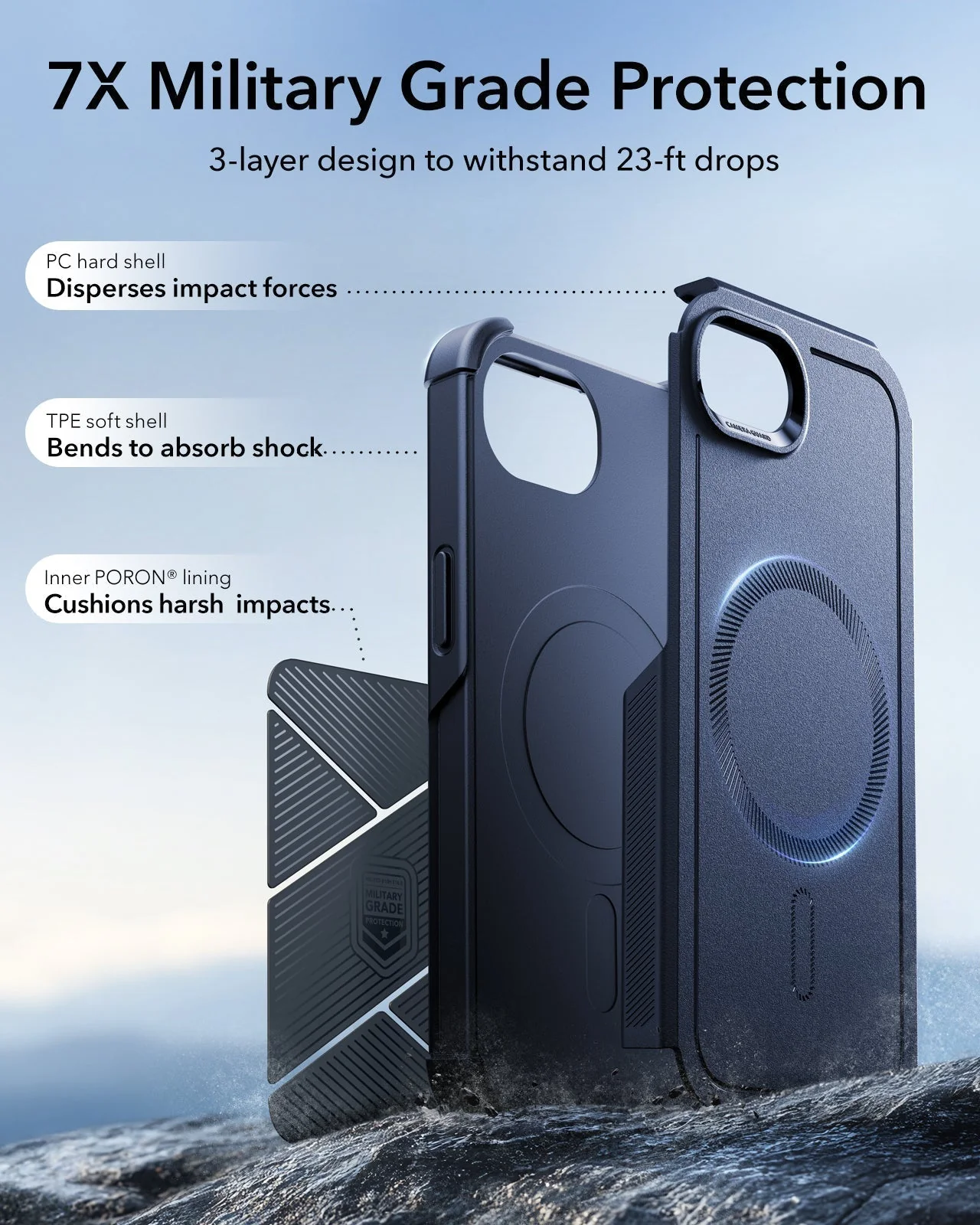 iPhone 17e Bundle Cyber Tough Magnetic Case & Armorite® Screen Protector - Navy Blue - Image 3