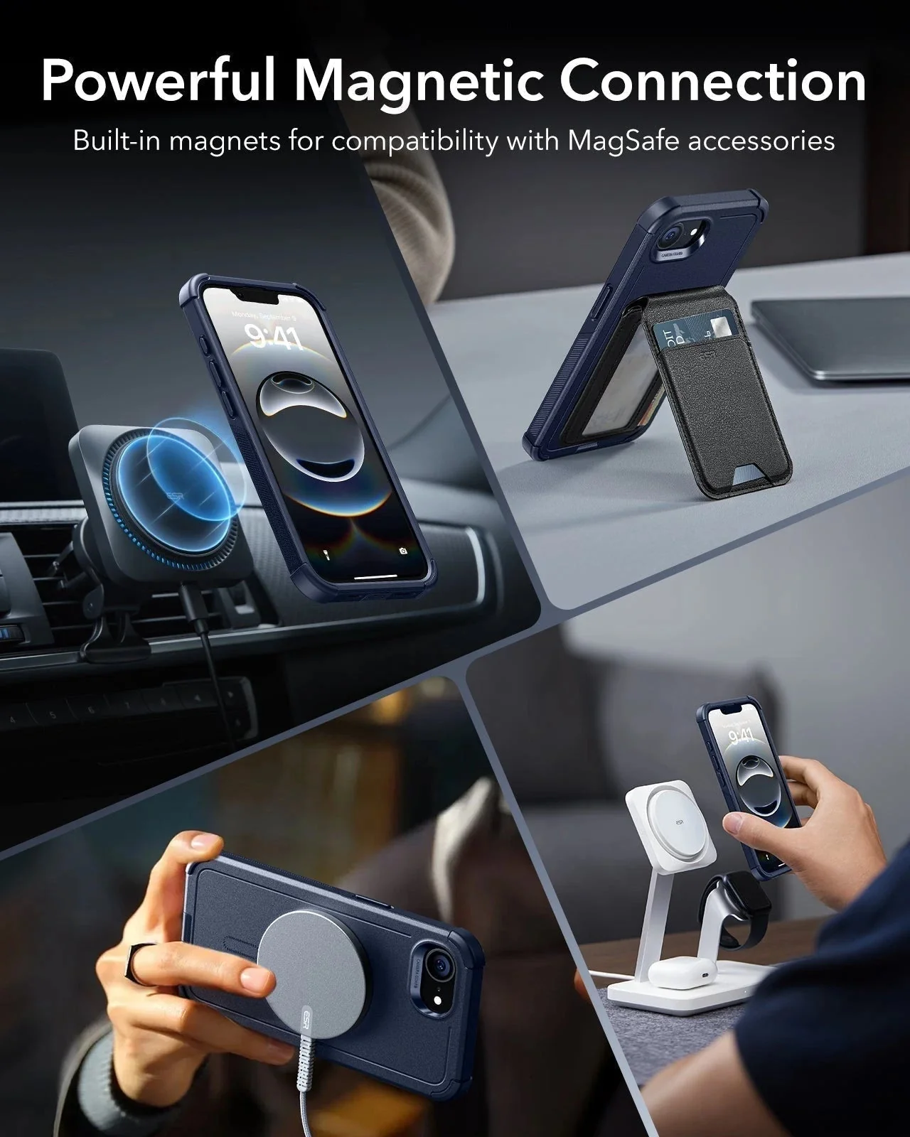 iPhone 17e Bundle Cyber Tough Magnetic Case & Armorite® Screen Protector - Navy Blue - Image 6