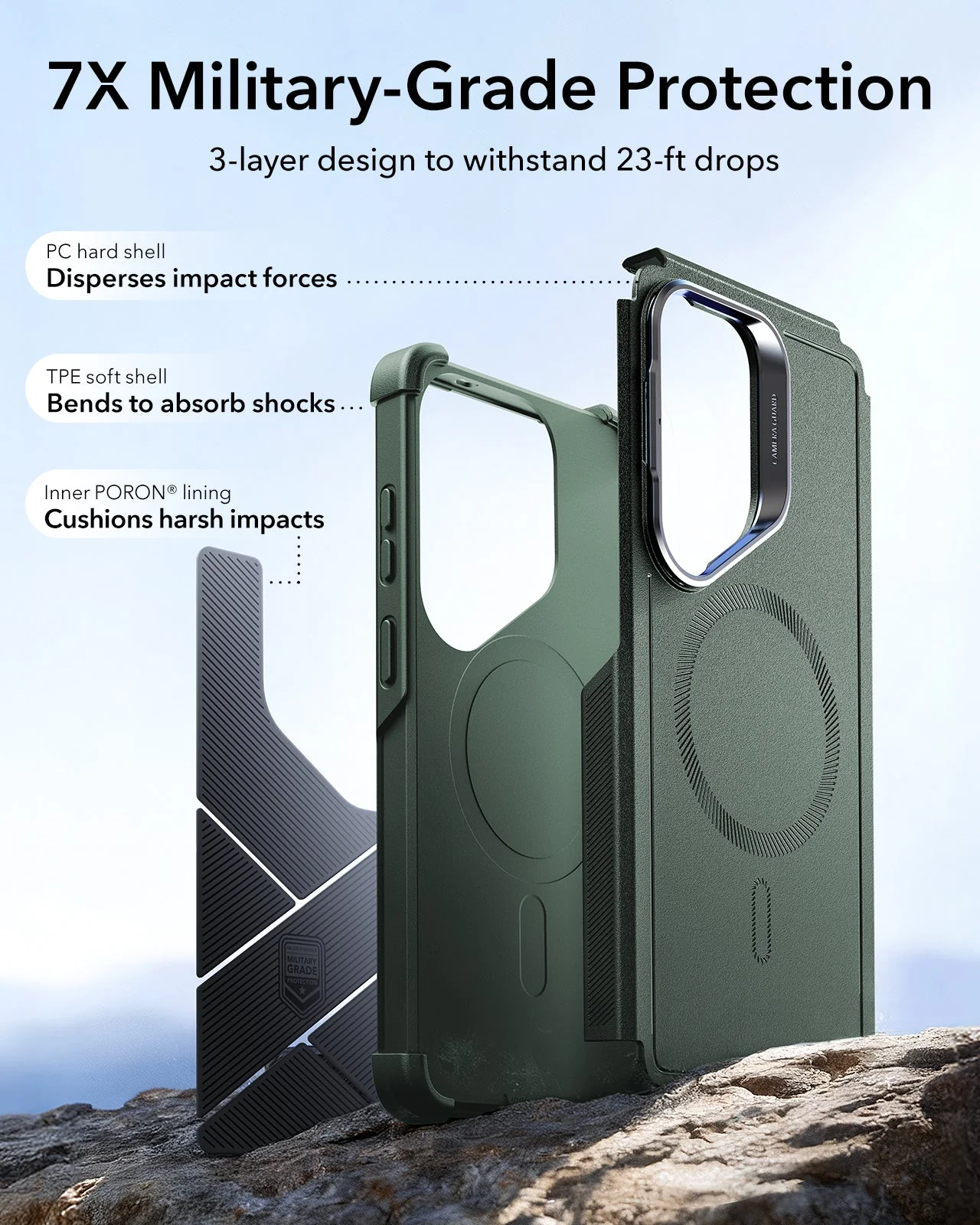 Galaxy S26 Ultra Cyber Tough Magnetic Case (Stash Stand) - Olive Green - Image 3