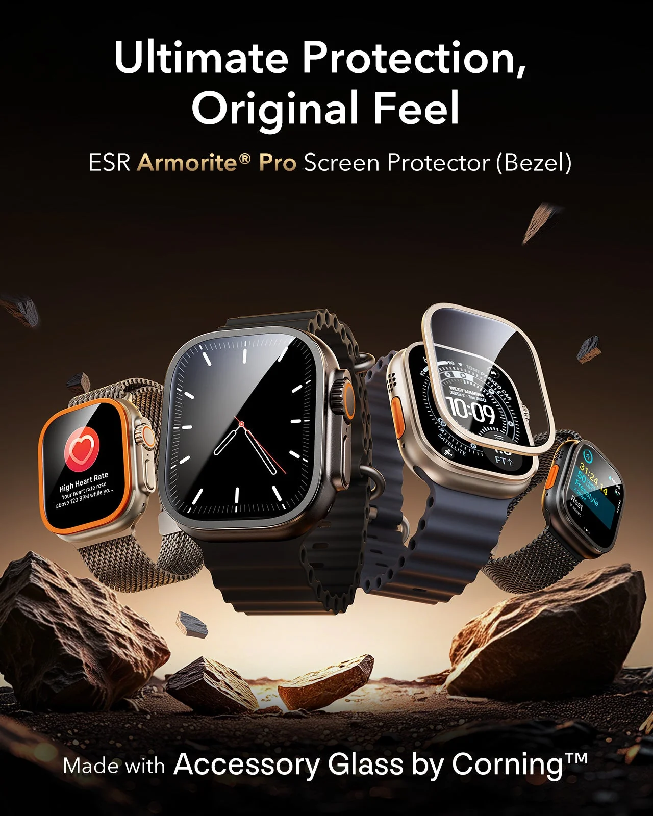 Apple Watch Ultra 3 Armorite® Pro Screen Protector (Bezel) - Orange - Image 2