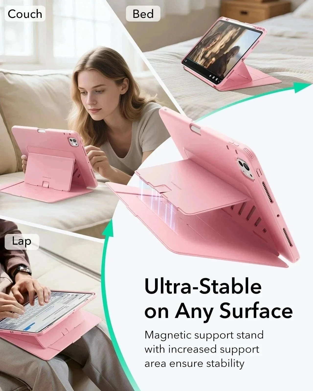 iPad Pro 13" (2025) Bundle Flip Magnetic Case with Pencil Holder & Armorite® Protection - Pink - Image 7