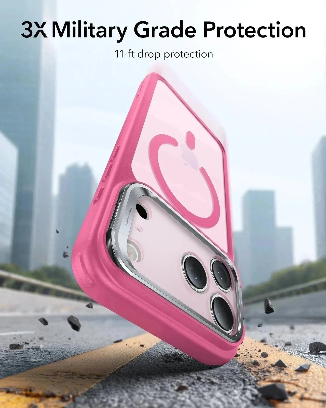 iPhone 17 Pro Classic Hybrid Magnetic Case (Camera Control, Stash Stand) - Frosted Pink - Image 3