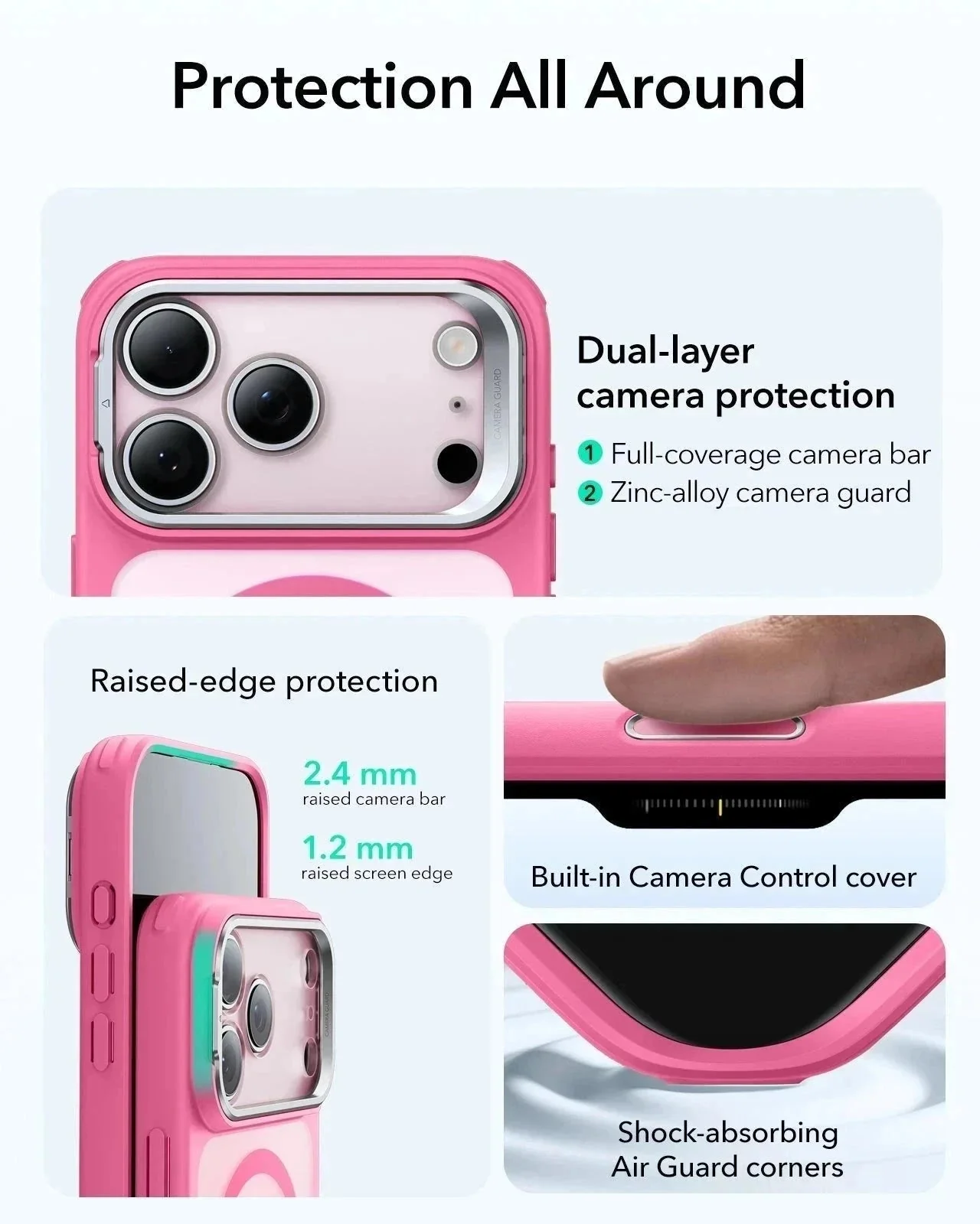 iPhone 17 Pro Max Bundle Classic Hybrid Magnetic Case (Camera Control, Stash Stand) and Armorite Privacy Screen Protector - Frosted Pink - Image 4