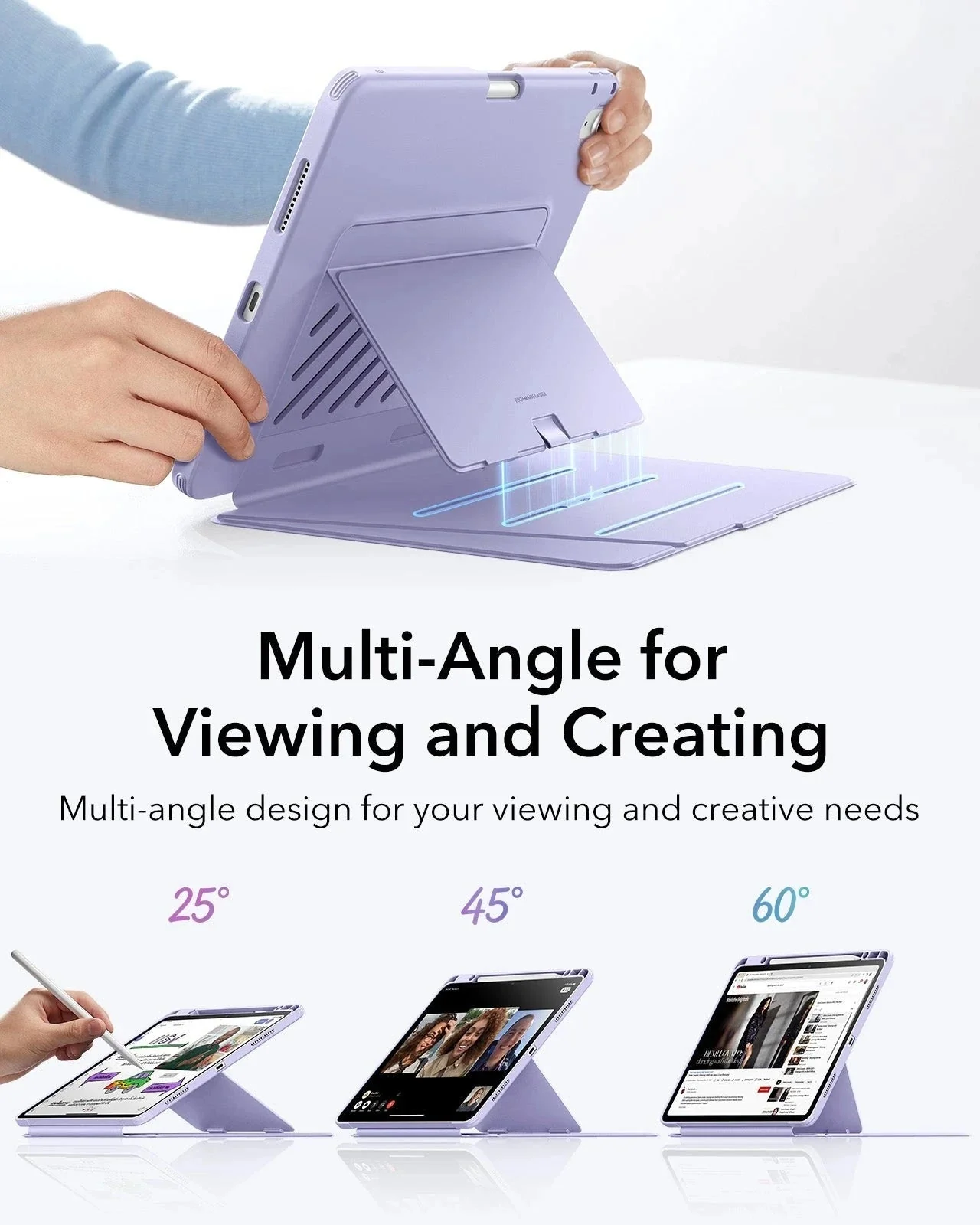 iPad Air 13" (M4) 2026 Bundle Flip Magnetic Case with Pencil Holder & Armorite® Paper-Feel Protection - Purple - Image 5