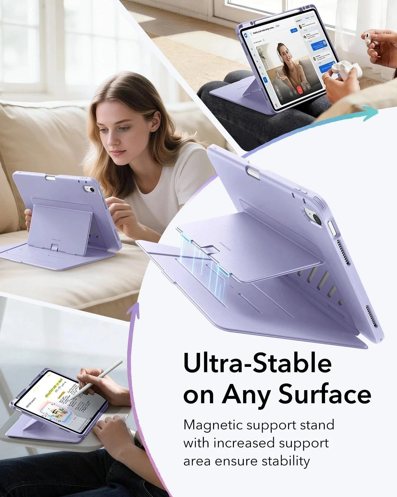 iPad Air 13" (M4) 2026 Bundle Flip Magnetic Case with Pencil Holder & Armorite® Paper-Feel Protection - Purple - Image 6