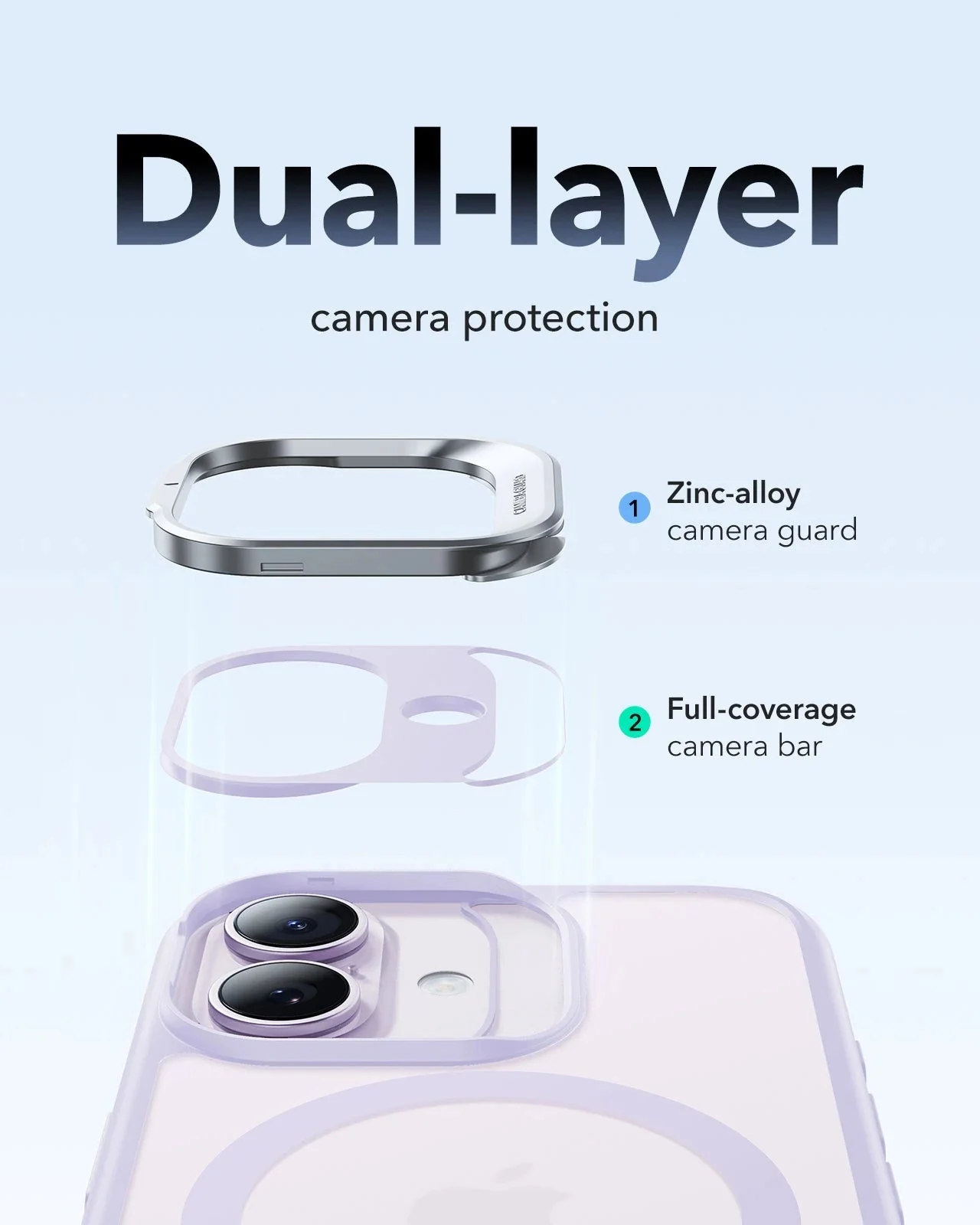iPhone 17 Classic Hybrid Magnetic Case (Camera Control, Stash Stand) - Frosted Light Purple - Image 4