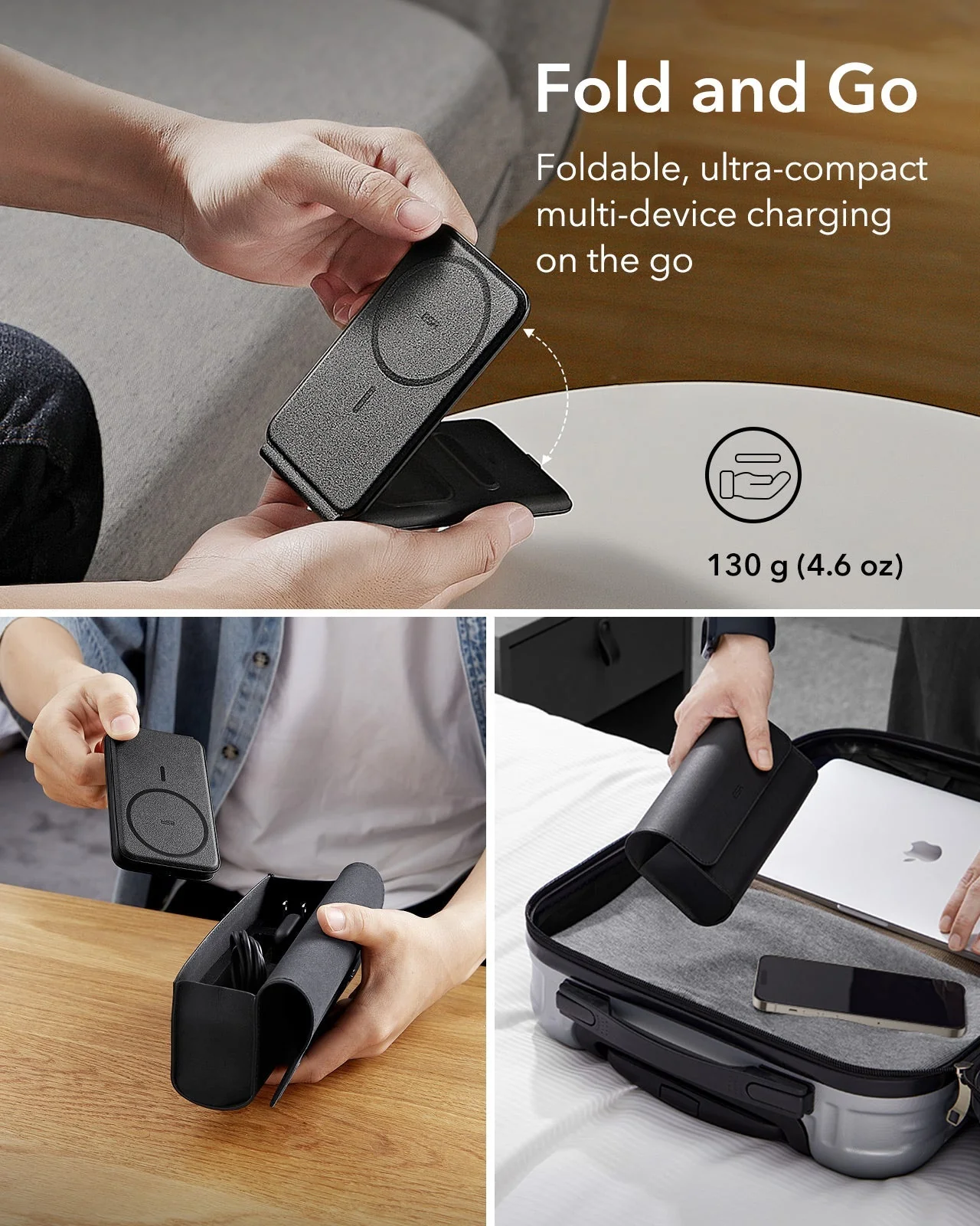 15W 3-in-1 Travel Wireless Charging Set (Bag Included) - White - UK Plug - Image 6