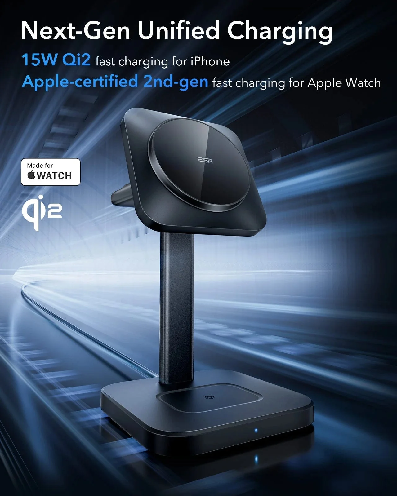 Qi2 3-in-1 Watch Wireless Charging Set (HaloLock) - Grey - US PLUG - Image 5