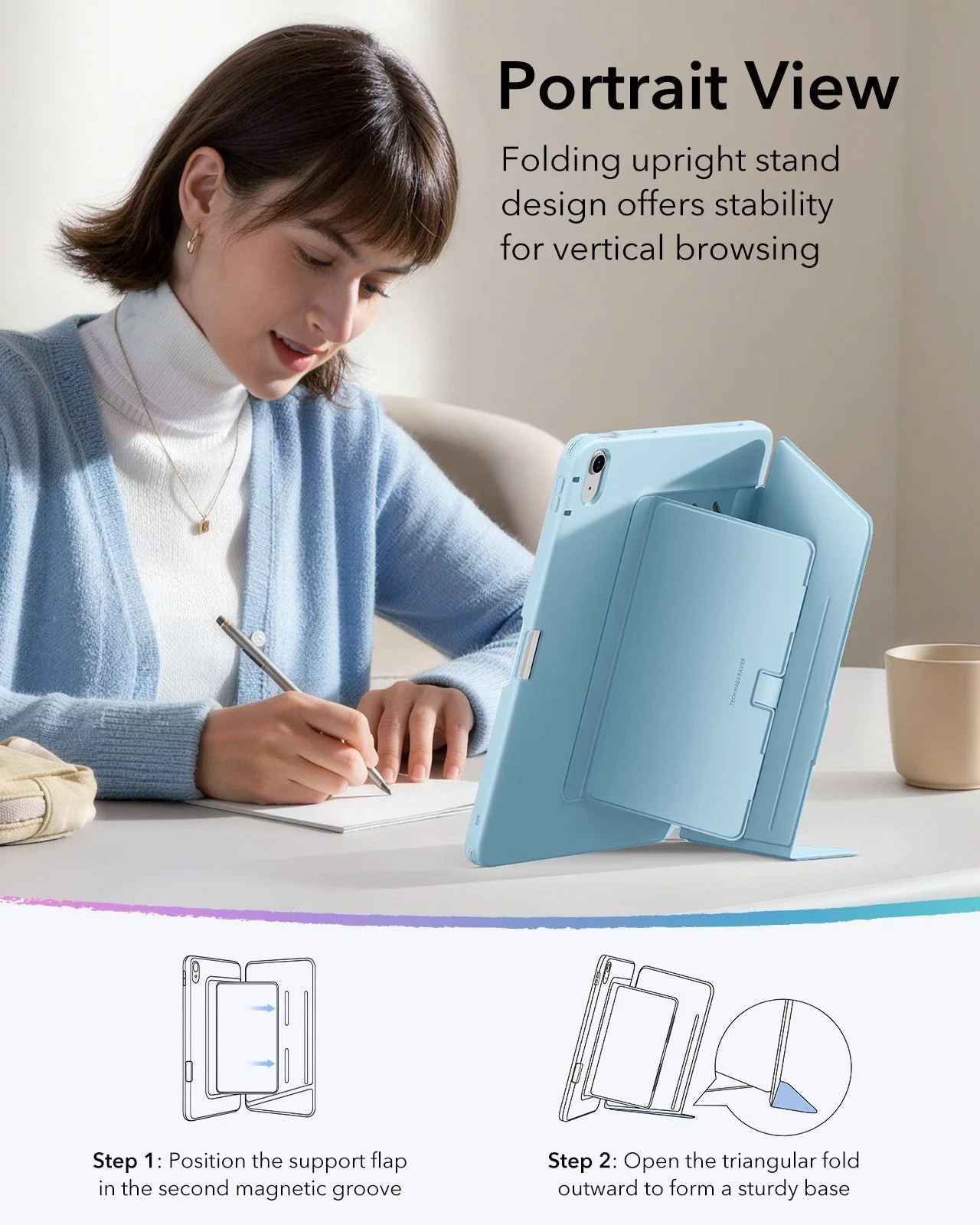 iPad Air 13" (M4) 2026 Bundle Flip Magnetic Case with Pencil Holder & Armorite® Protection - Sky Blue - Image 5