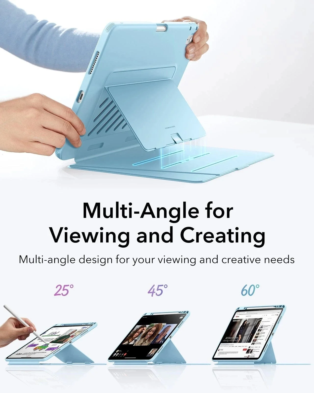 iPad Air 13" (M4) 2026 Bundle Flip Magnetic Case with Pencil Holder & Armorite® Protection - Sky Blue - Image 6