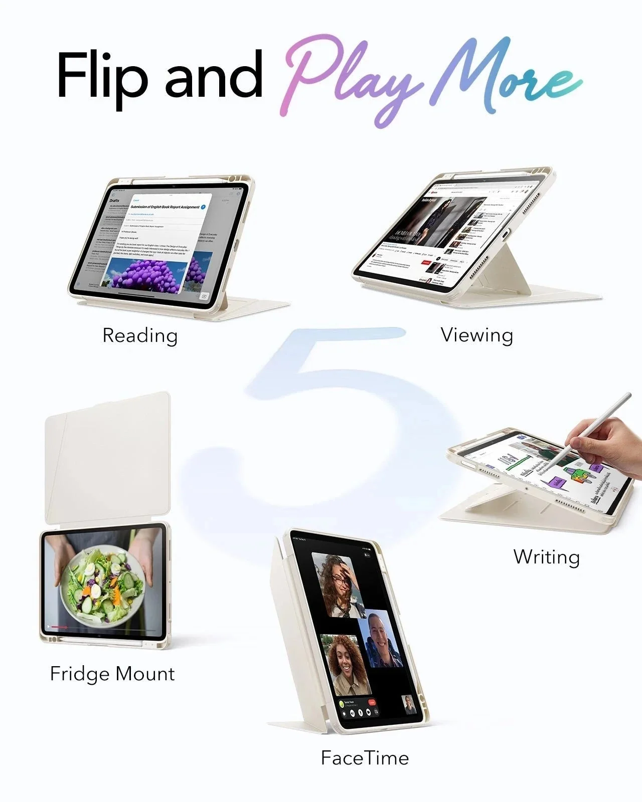 iPad Air 11" (M4) 2026 Bundle Flip Magnetic Case with Pencil Holder, Paper-Feel Magnetic & Armorite® Protection - Starlight - Image 4