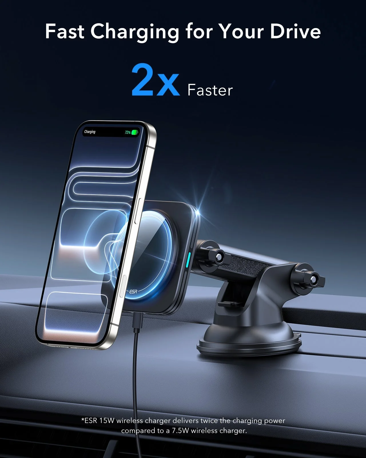 15W Dashboard Wireless Car Charger and AirPods Pro 3 Cyber Tough Case Bundle-Black - Image 2