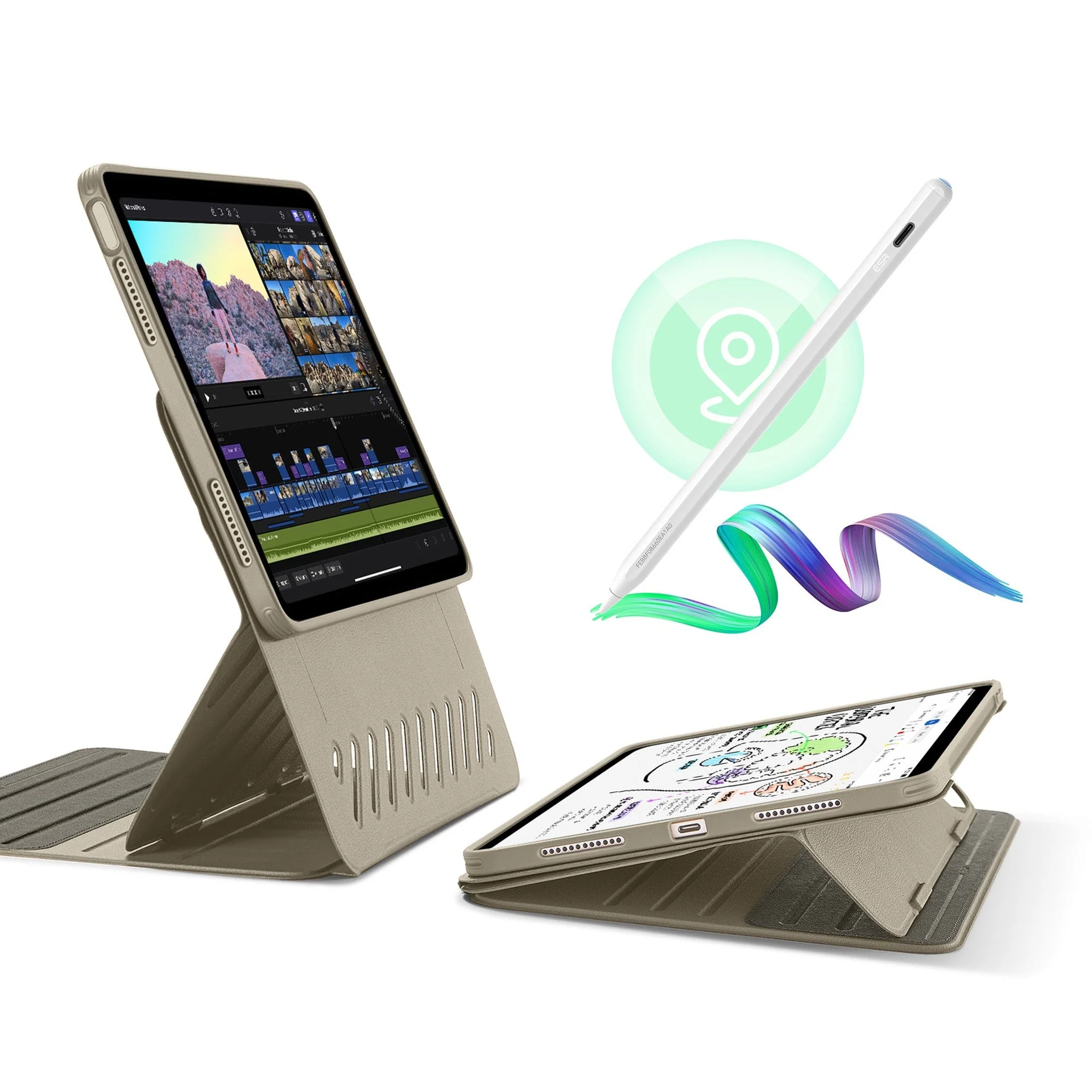 iPad Air 11" (M3) 2025 Bundle Shift Magnetic Case with Geo Digital Pencil - Titanium