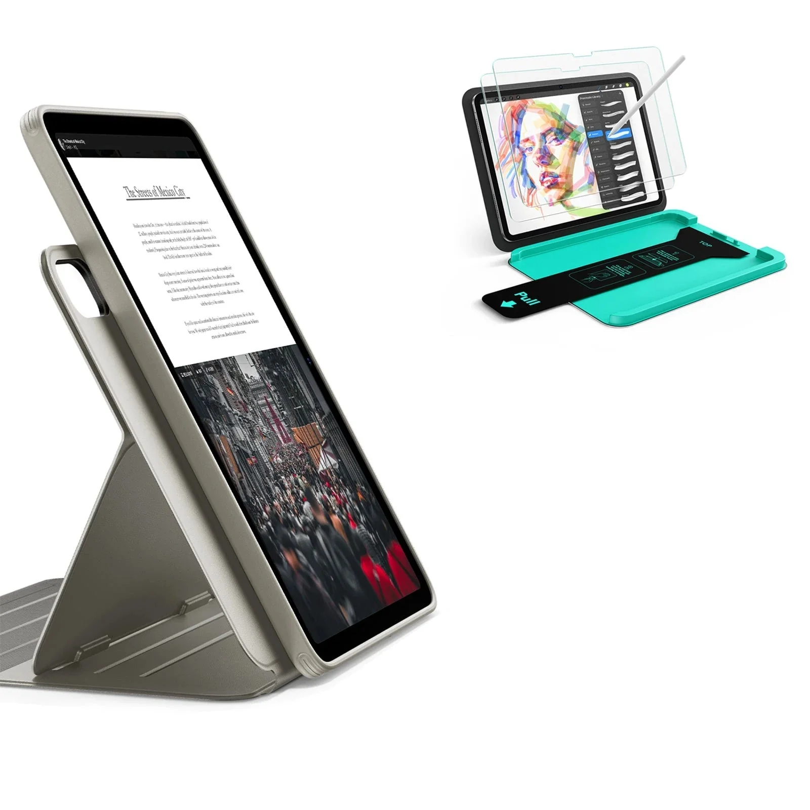 iPad Air 13" (M4) 2026 Bundle Shift Magnetic Case & Armorite® Paper-Feel Protection - Titanium