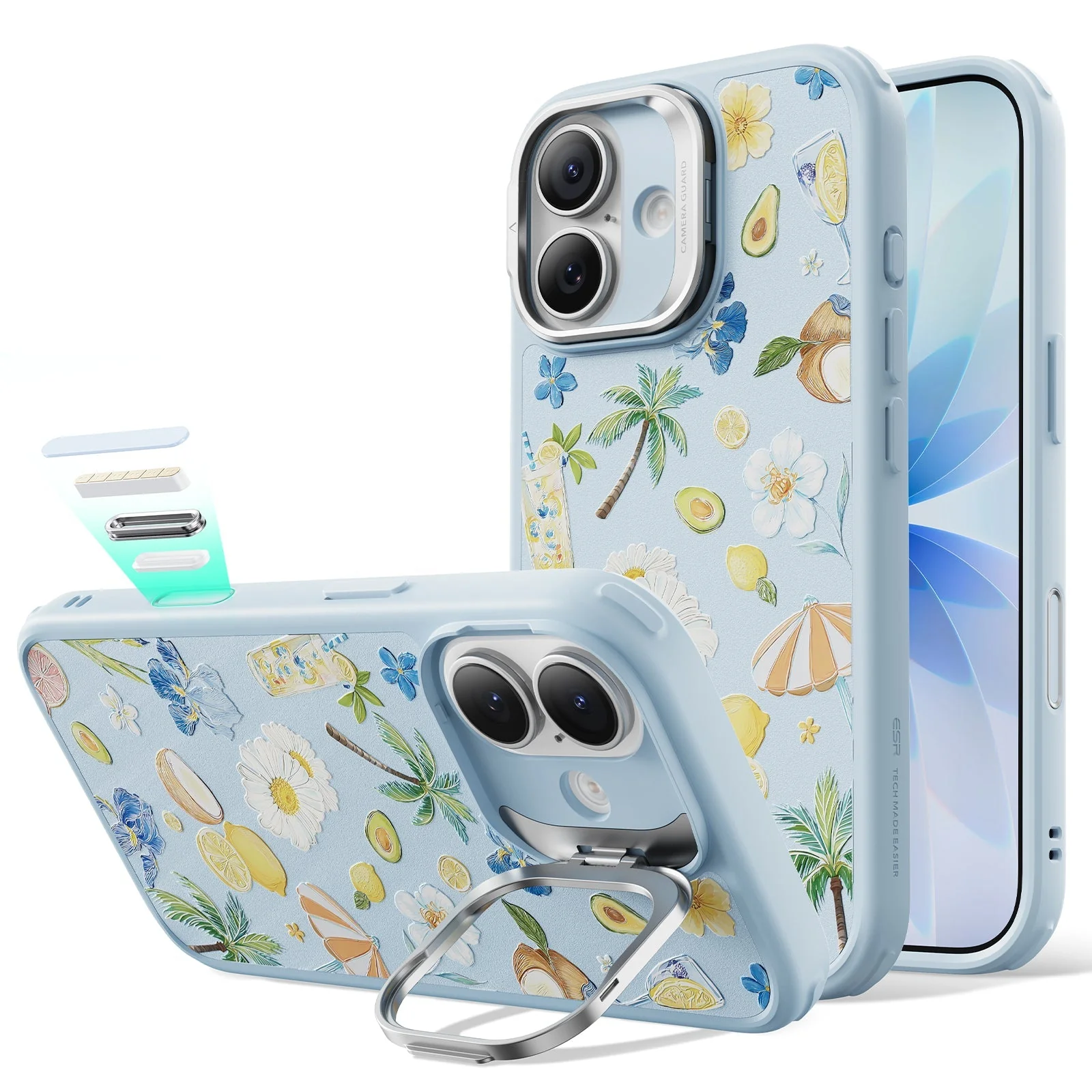 iPhone 17 Classic Hybrid Magnetic Case (Camera Control, Stash Stand) - Tropical Paradise