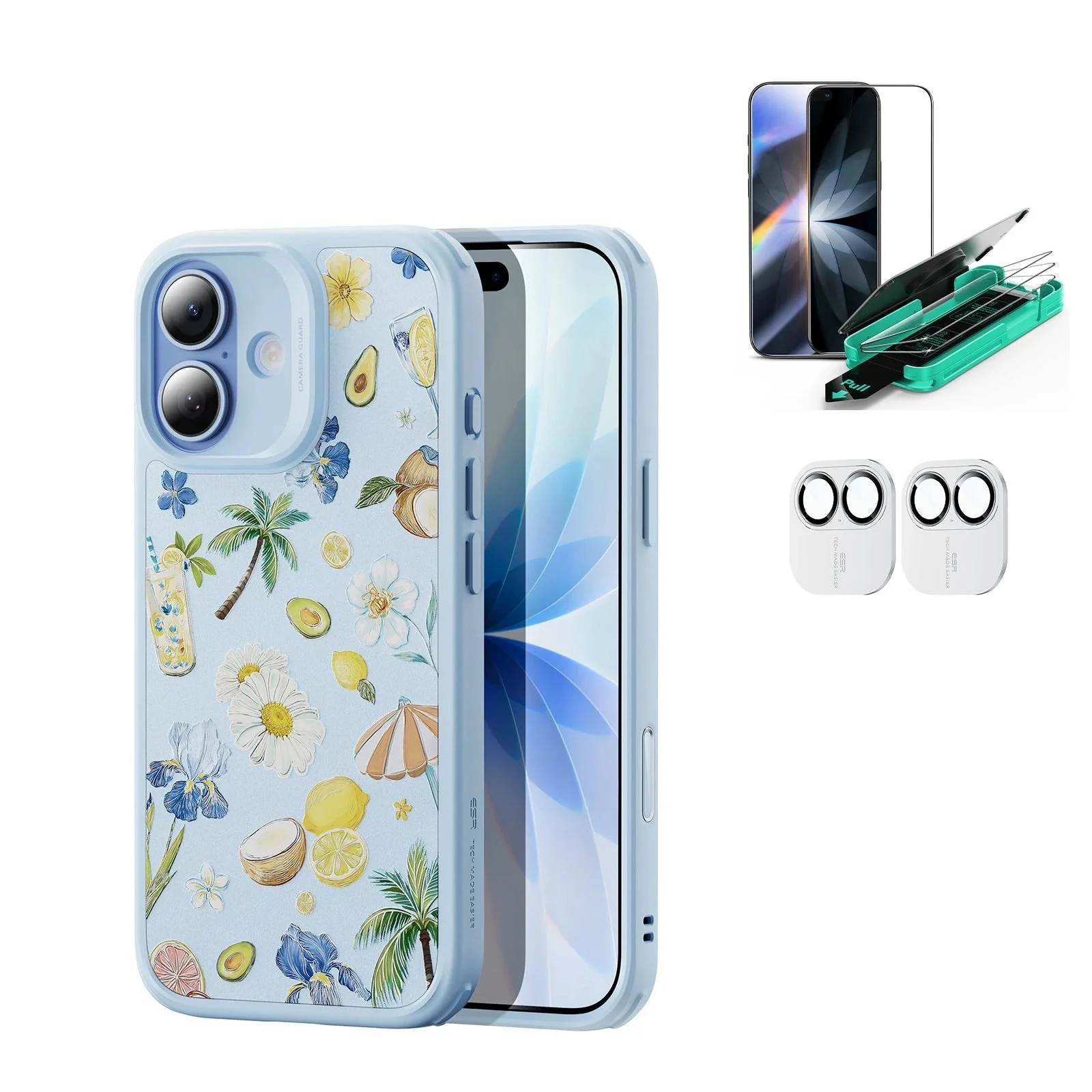 iPhone 17 Bundle Classic Hybrid Magnetic Case (Camera Control) and Armorite Screen Protector - Tropical Paradise